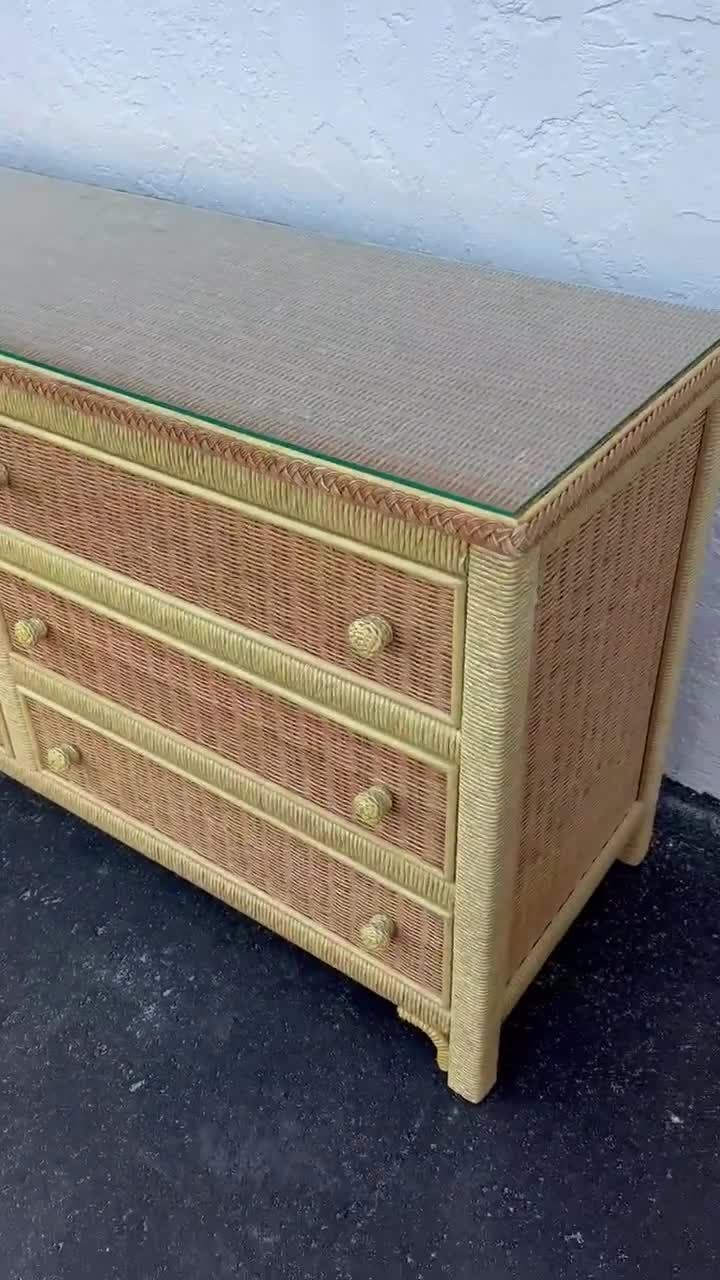 Henry Link Wicker Dresser With 6 Drawers - Vintage Wrapped Rattan