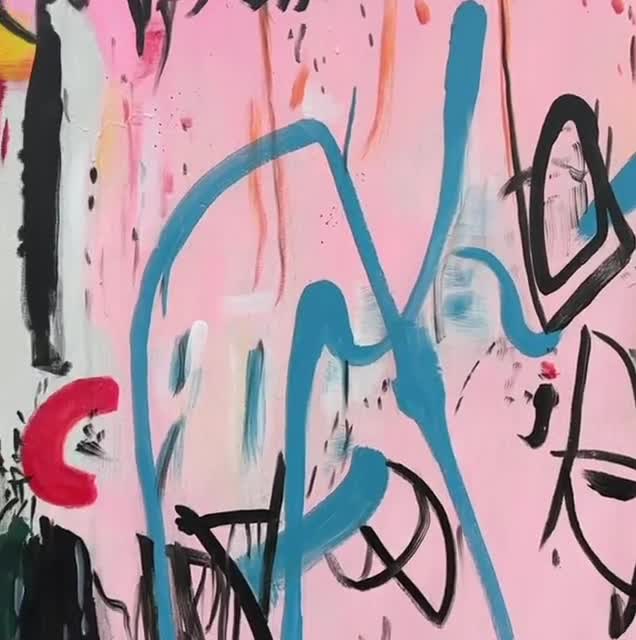 大きなグラフィティ抽象キャンバスアート、鮮やかなモダンな質感の絵画