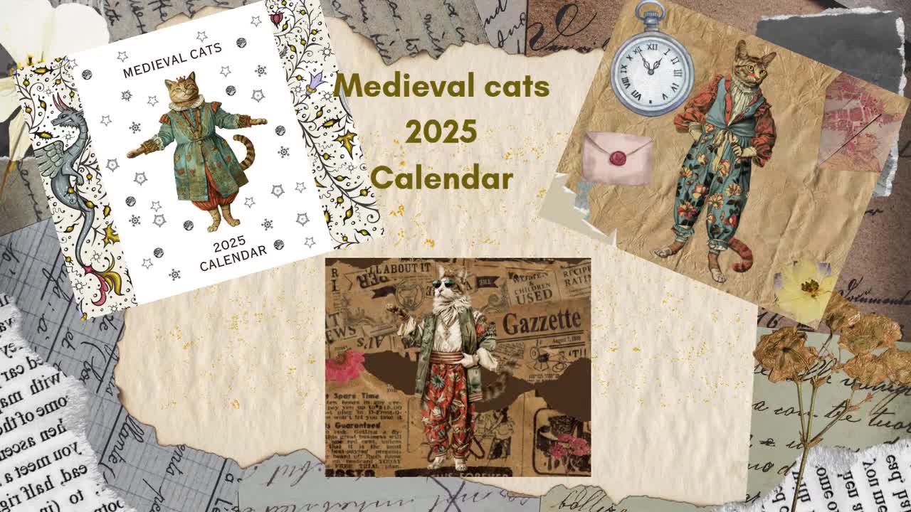 Calendario De Pared 2025 'Gatos Espaciales' - Diseño Divertido Y Único, Perfecto Para Regalar A Amantes De Los Gatos