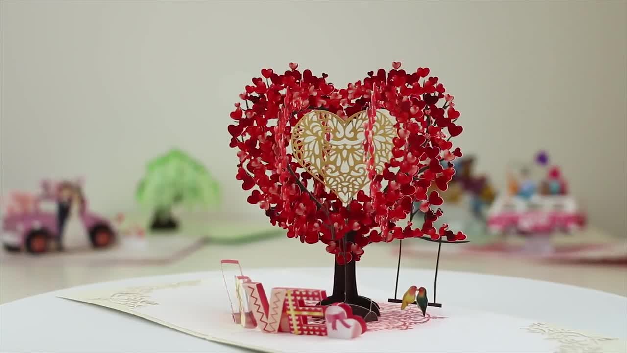 CUTPOPUP Pareja De Loros - 3D Tarjeta Aniversario, Tarjeta