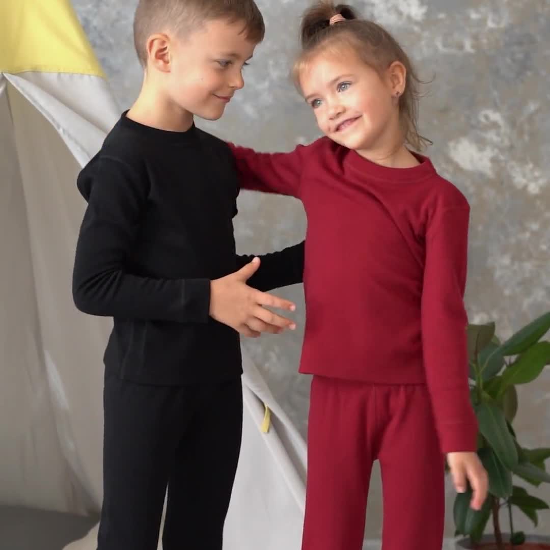 Kids' Merino 250 Long Sleeve Set Royal Cherry ❤️ menique