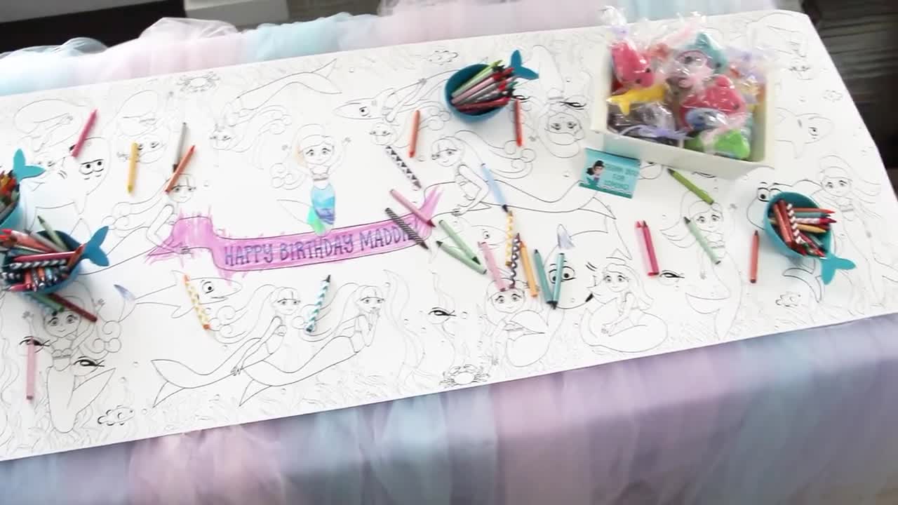 Mermaid Party Coloring Table Runner