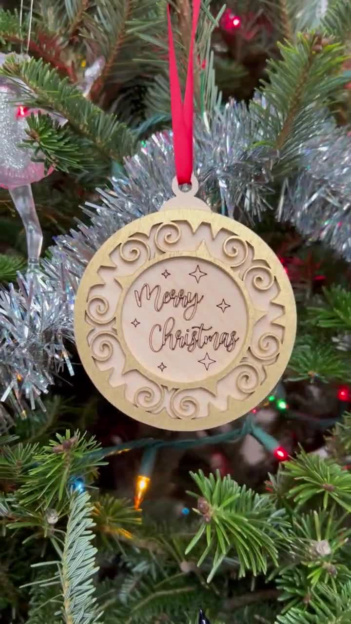 3D Ornament Merry Christmas 4 Pieces Laser Cut Out Unfinished ORN74 3D Ornament Merry Christmas 4 Pieces Laser Cut Out Unfinished ORN74