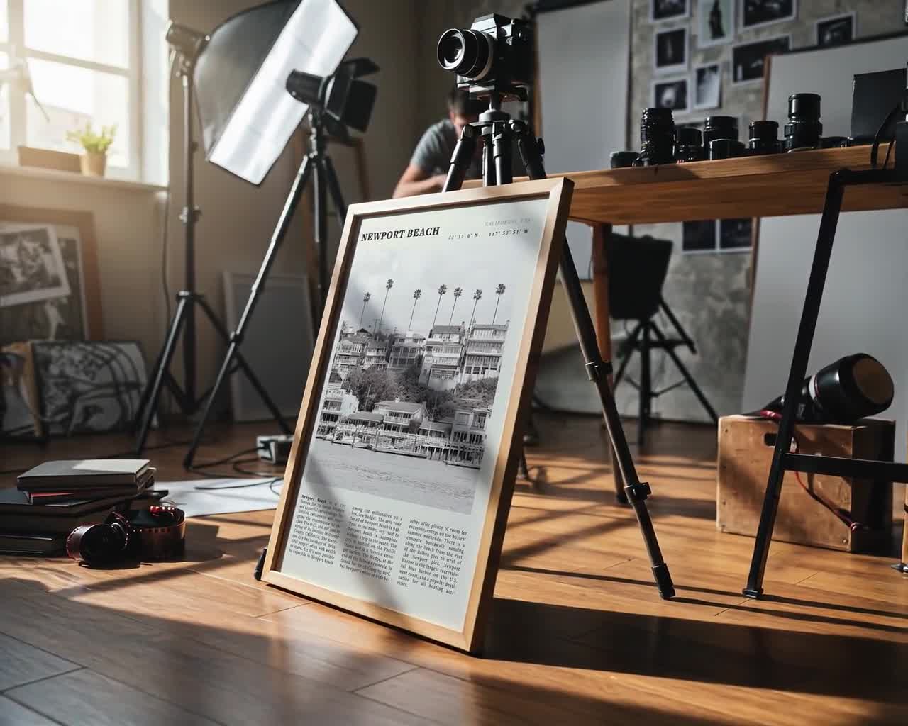 Newport Beach Print | California Coastal Wall Art | Vintage Black and White Beach Poster video poster