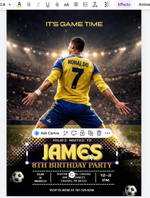 Plantilla editable de invitación de cumpleaños de Ronaldo Al Nassr, tarjeta de invitación de cumpleaños de CR7, invitación de cumpleaños infantil de CR7 (descarga digital) video poster