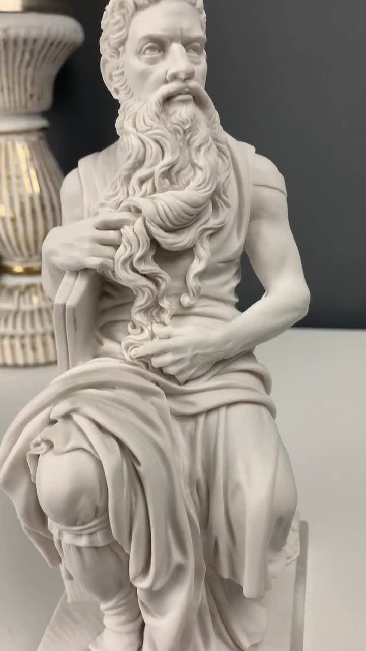 ミケランジェロ作「モーゼ像」ボンデッドマーブル彫刻美術館複製（21cm