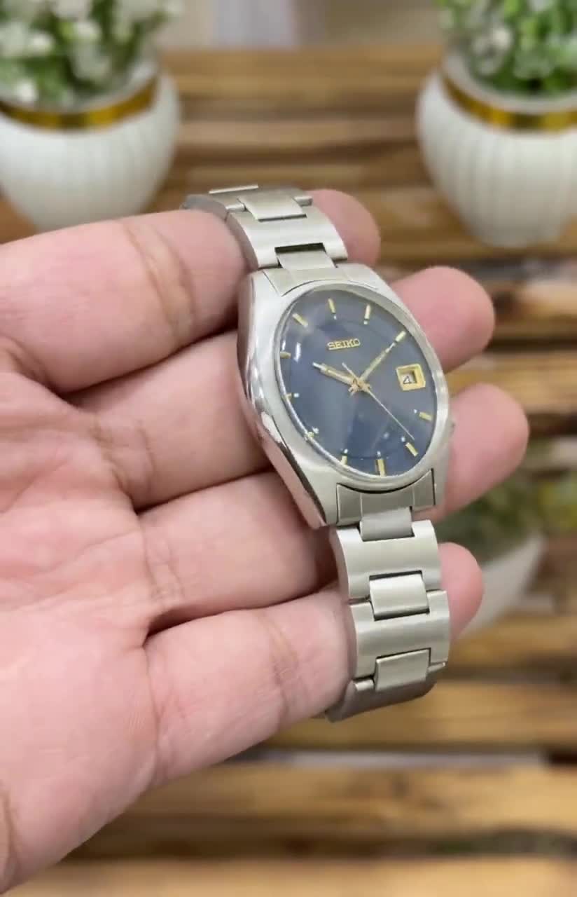 Vintage Rare Seiko Automatic Blue Dial 7025-8010 Men's Watch Japan