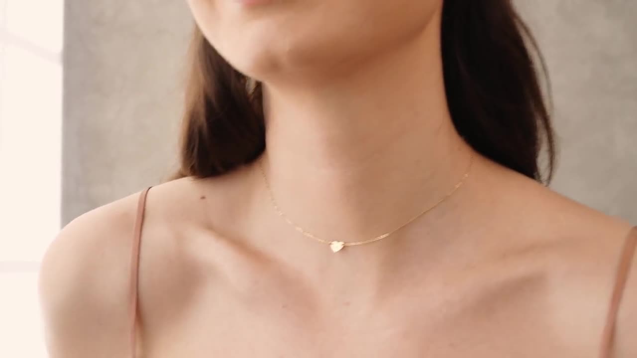  LEXODY Dainty Necklace Tiny Heart Pendant Choker Small