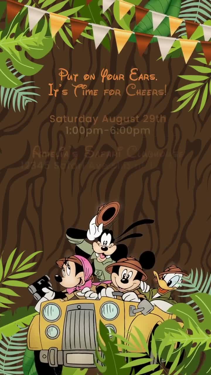 Minnie Mouse Safari Video Invitation, Minnie Safari Invitation, Mickey  Mouse Safari Party Invitation