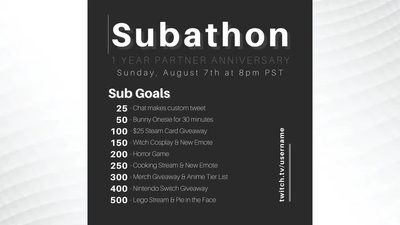 Twitch Subathon Social Media Package Twitch Event Minimal 