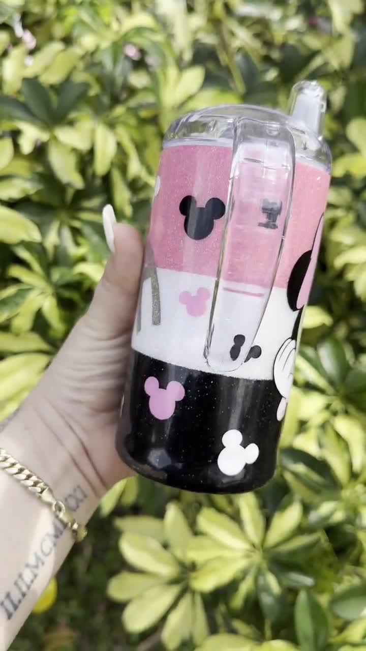 Custom Sippy Cup Inspired By Minnie,Cartoon Handle Sippy Top,Custom Toddler  Cup,Custom Minnie Training Cup,Character Transitioning Sippy Top