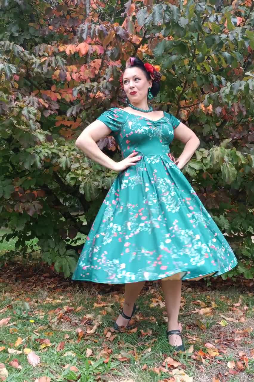 Lily Green Bird Forest Off Shoulder Swing Dress