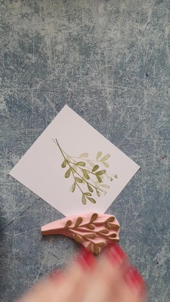Mistletoe Rubber Stamp for Cardmaking, Mistletoe Stamp for Winter Wishes,  Christmas Scrapbooking Supplies, Holiday Stationery, Twig Stamp 