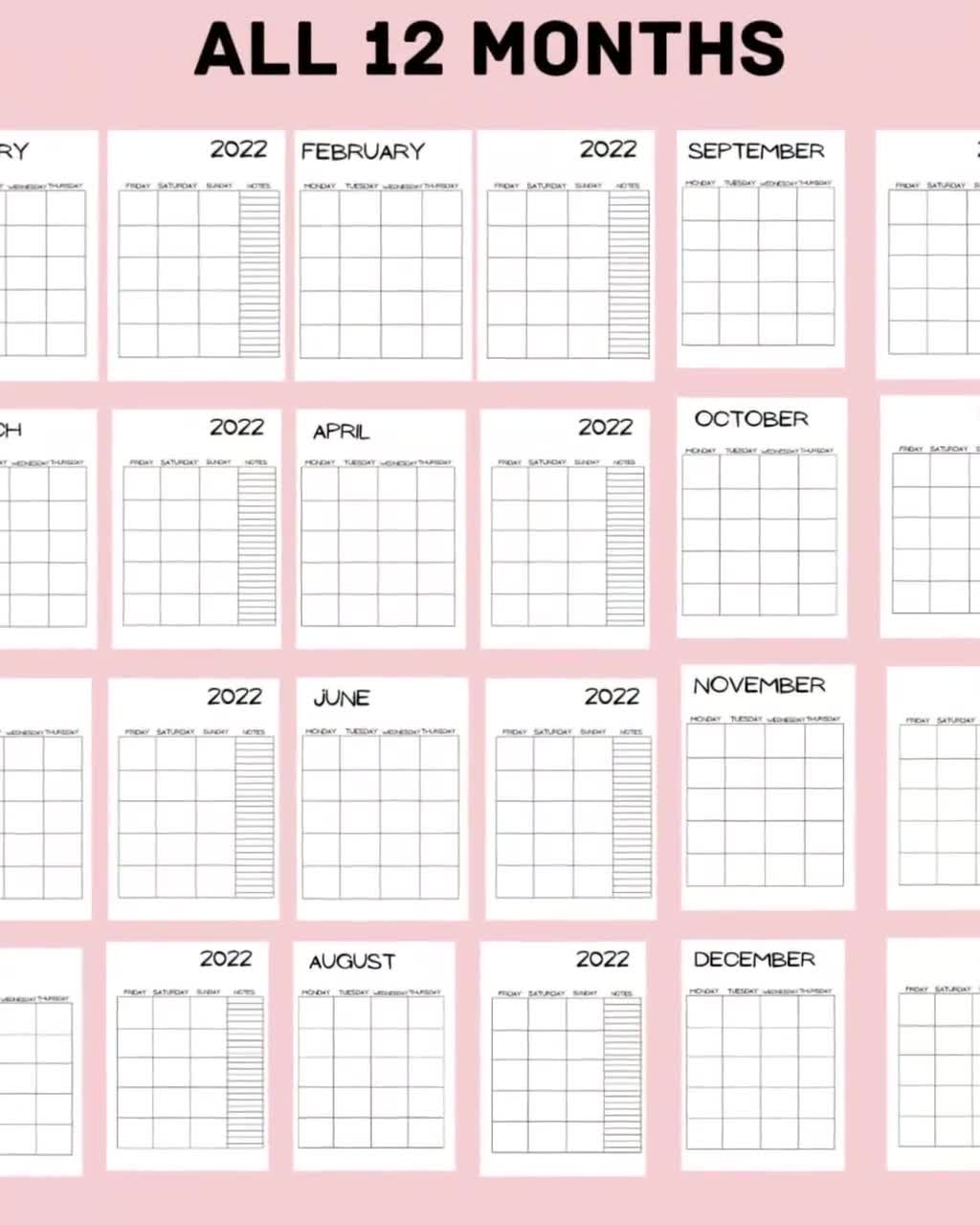 2022 Printable Calendar All Months