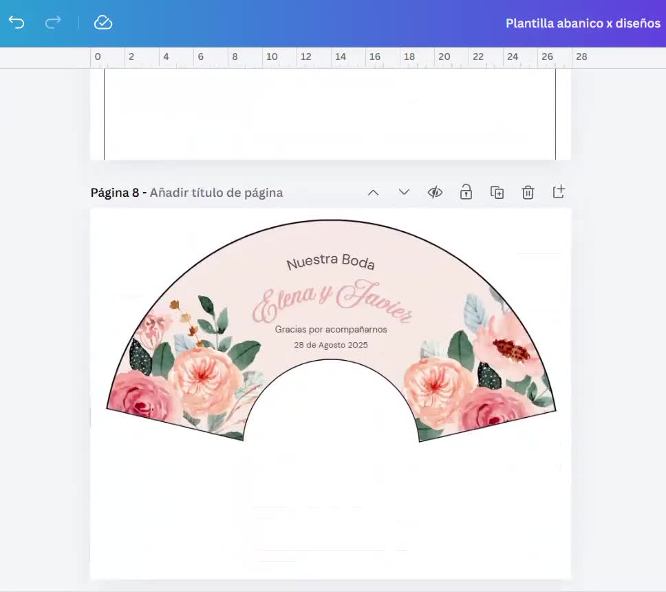 Plantilla editable en canva para decorar abanicos para eventos video poster