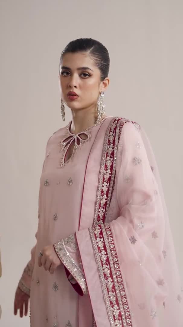 赤い刺繍入りサルワールカミーズ：インド・パキスタンのパーティー衣装