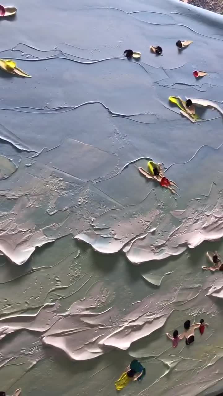 ビーチジョイズ オーシャンサーフィンアート 手描き特大 重厚な質感の