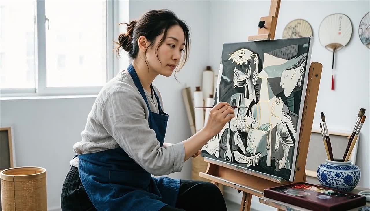 パブロ・ピカソ - ゲルニカ 1937年 美術館品質の手描き油絵複製画 反戦
