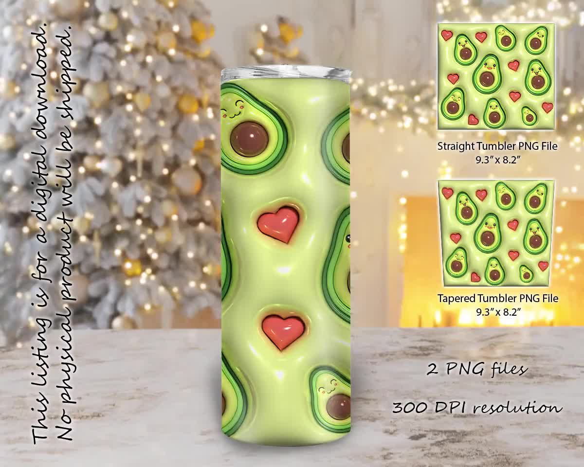 Inflated Avocado Tumbler Wrap Png Digital Download 3D 