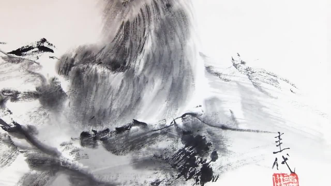 猿、日本の伝統的な黒水墨画、墨絵、水墨画、家の壁の装飾