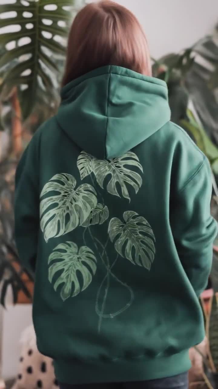 Plant Hoodie Monstera Deliciosa Sweatshirt Plant Lover Gift Plant Mom Gifts  Gardening Sweater Houseplant Shirt Unisex Plant Hoodie