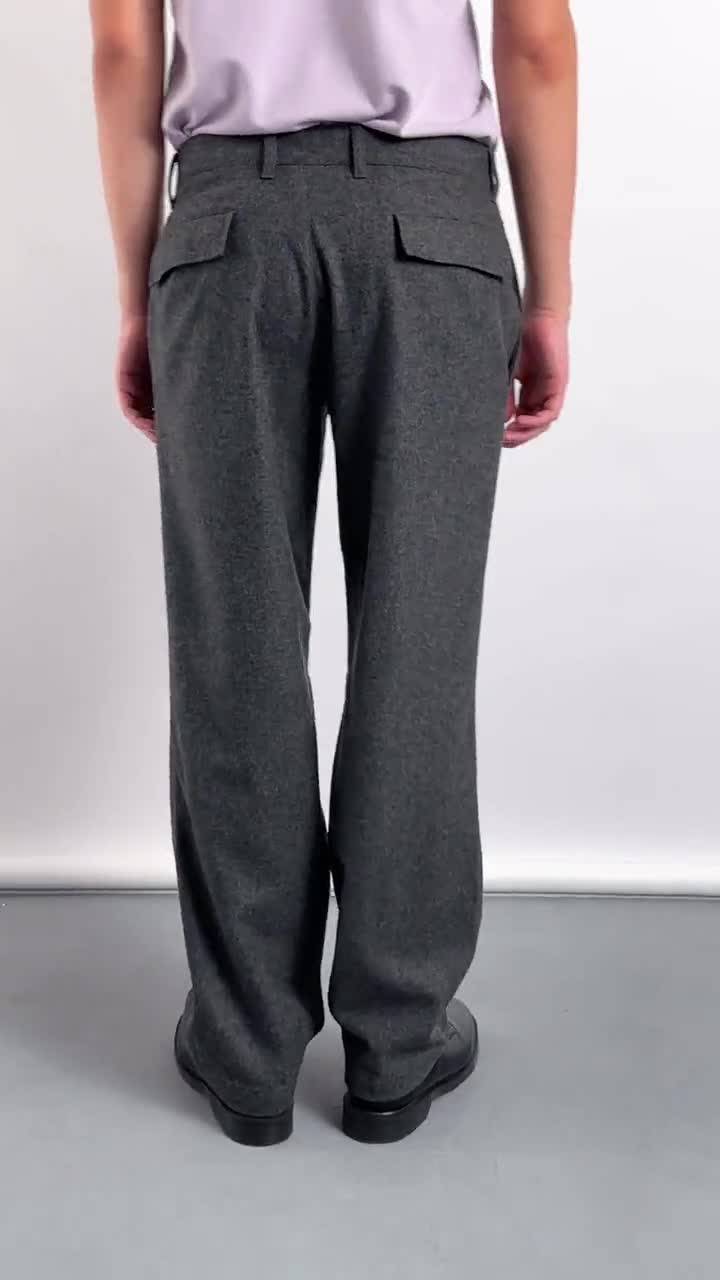 1980's Vintage Men's European Wool Gray Slacks Trousers - Heritage