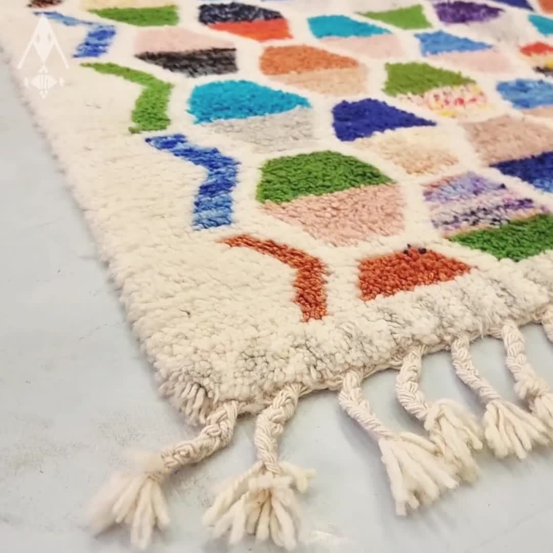 ダイヤモンドラグ 5x8、弾力性のあるエリアラグ、シャグモロッコラグ