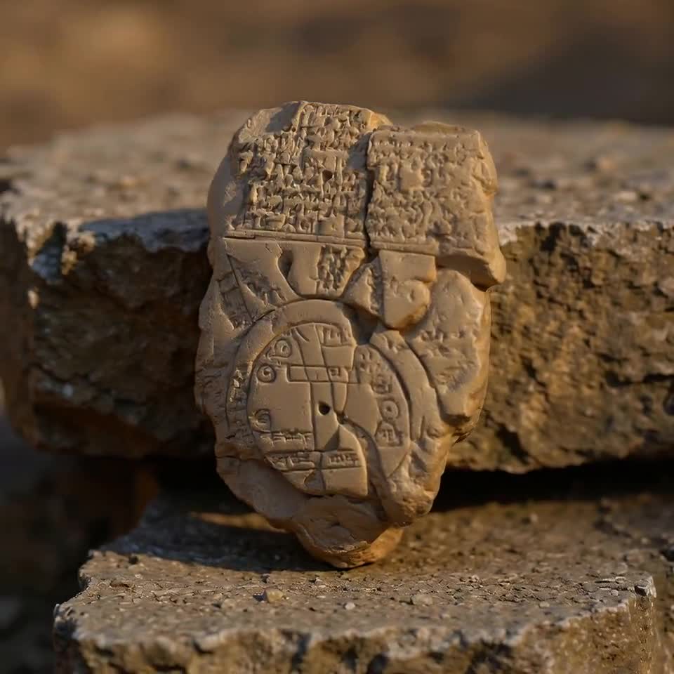 バビロニア世界地図レプリカ – 古代楔形文字粘土板、イマゴ・ムンディ