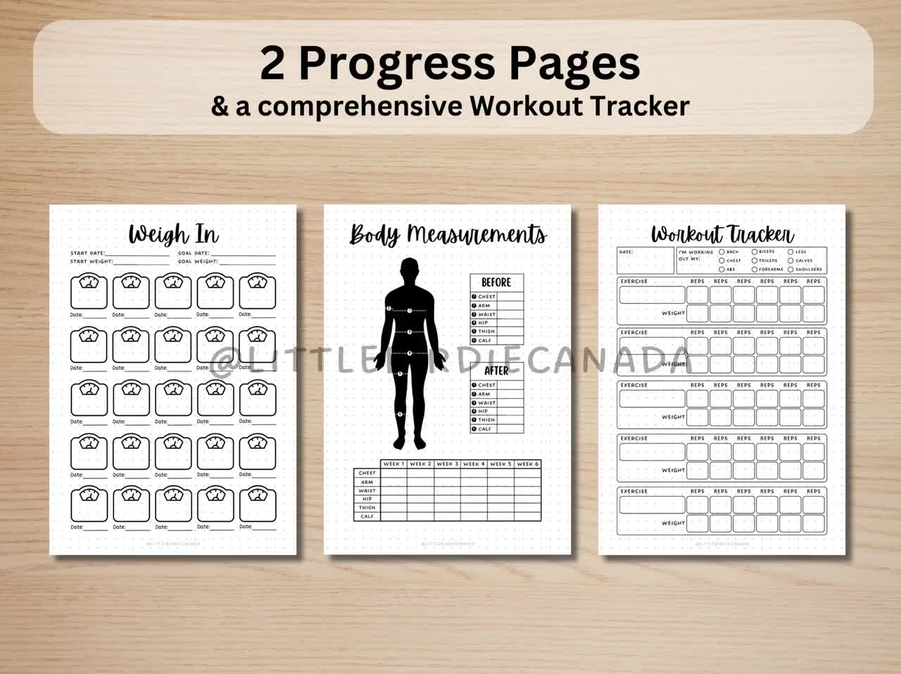 フィットネスジャーナルバンドル - 印刷可能なジャーナルページ