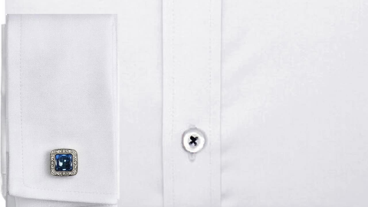 mens white cufflink dress shirt GEORGE - White Slim Fit Dress Shirt with Cufflinks