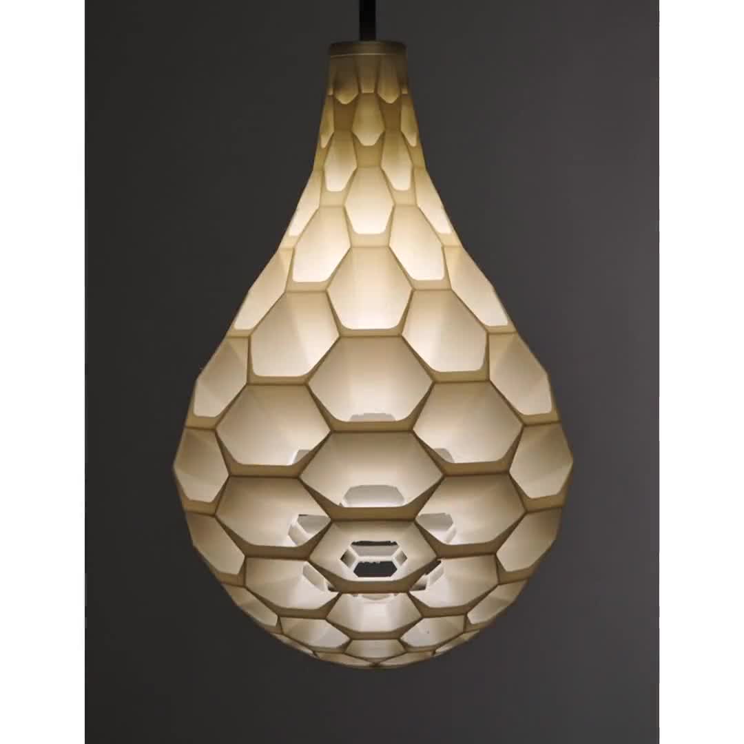 3d-printed Biophilic Chandelier | LED | Geometric Honeycomb