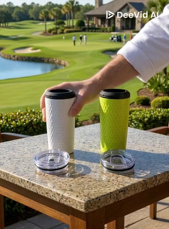 4-in-1 Golf Dimple Can Cooler Koozie & Tumbler | Fits 12oz Cans, Slim Cans, Bottles | Golf Gift for Men | 14oz Insulated Coffee Mug with Lid video poster