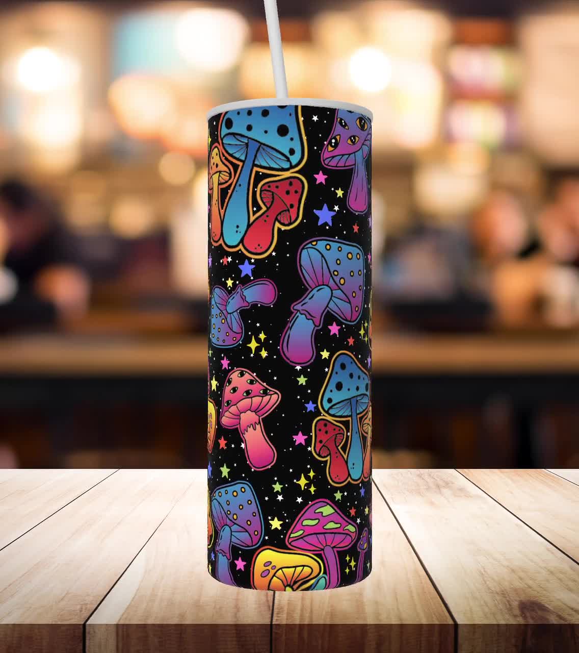 Multicolor Mushroom Tumbler Wrap Sublimation Design for 20oz Skinny Tumbler,  Colorful Mushroom Tumbler, Digital Download 