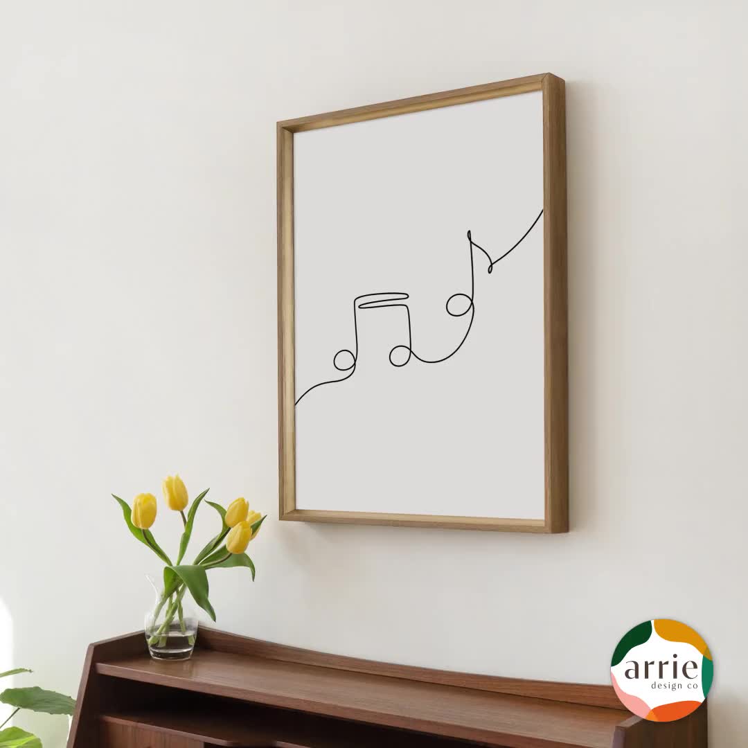 Music Notes Line Art | Minimalist Music Wall Art | Musician Gift