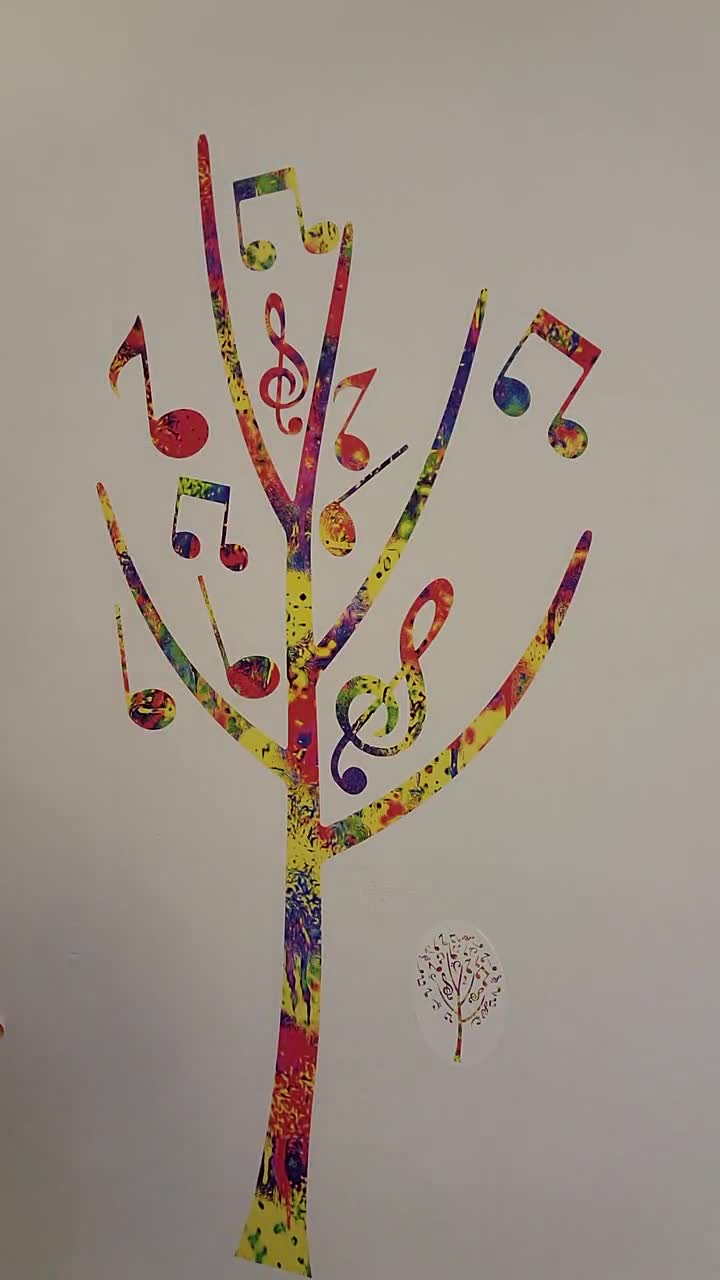 Note musicali Albero Decalcomania da parete Musica Decorazione da parete  Strumento musicale Adesivo murale CUS189 -  Italia