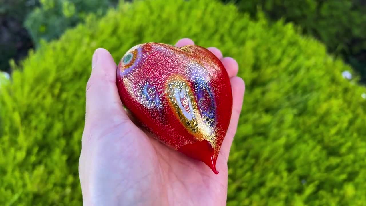 Murano Glass Blown Heart with Millefiori, multiple colors - My