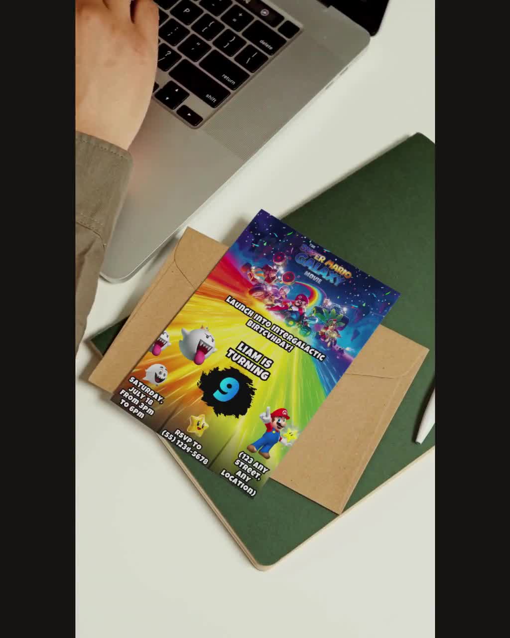Mario Galaxy Movie Birthday Invitation, Editable in Canva, Instant Download, Super Mario 2026 Film Party Invite, Digital Galactic Video Game video poster
