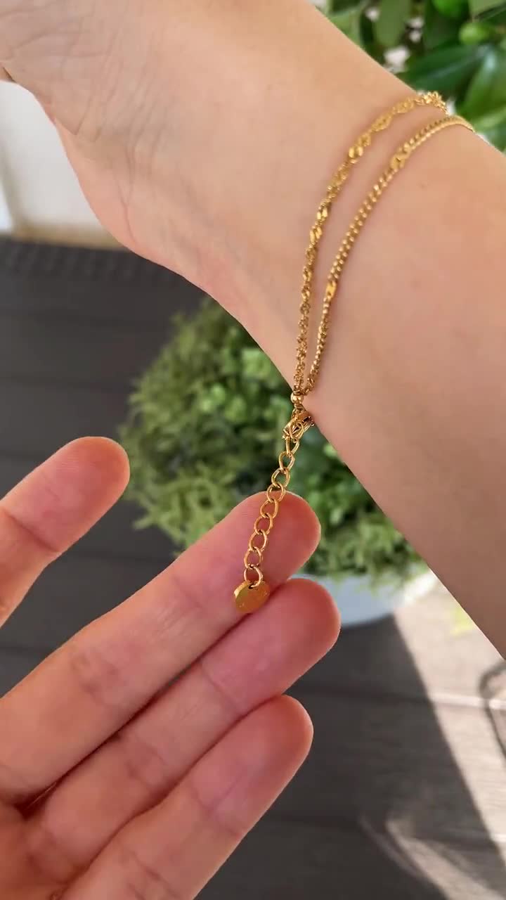 Set Di 5 Bracciali A Catena Oro Per Donna | Placcati In Vero Oro 18kt, Delicati E Regolabili, Gioielli Moda Impilabili Con Scatola Regalo - 3