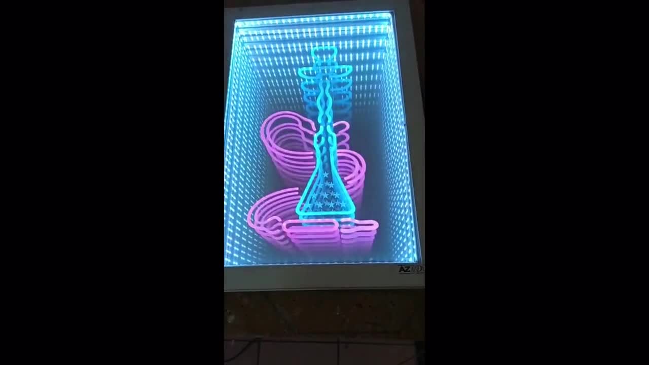 Decoración de pared personalizada con espejo infinito, presentación de  empresa comercial, luz LED, letrero de tienda, placa de identificación -   España