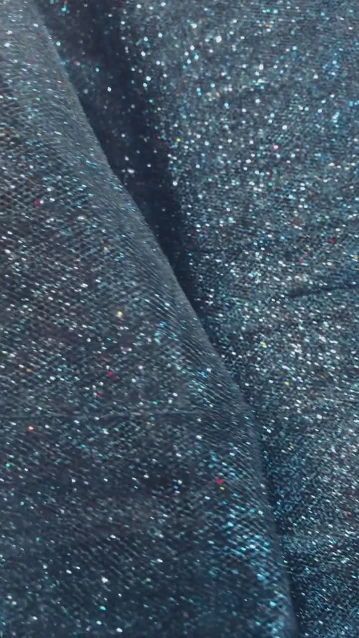 54 W Standard Royal Navy Blue Glitter Sparkle Stretch Tulle Fabric