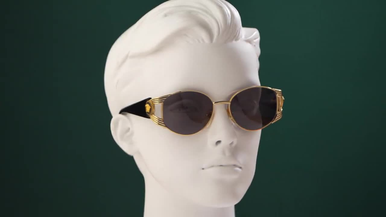 Gianni Versace S64 Iconic Sunglasses, Gold Medusa Medallion, 90s