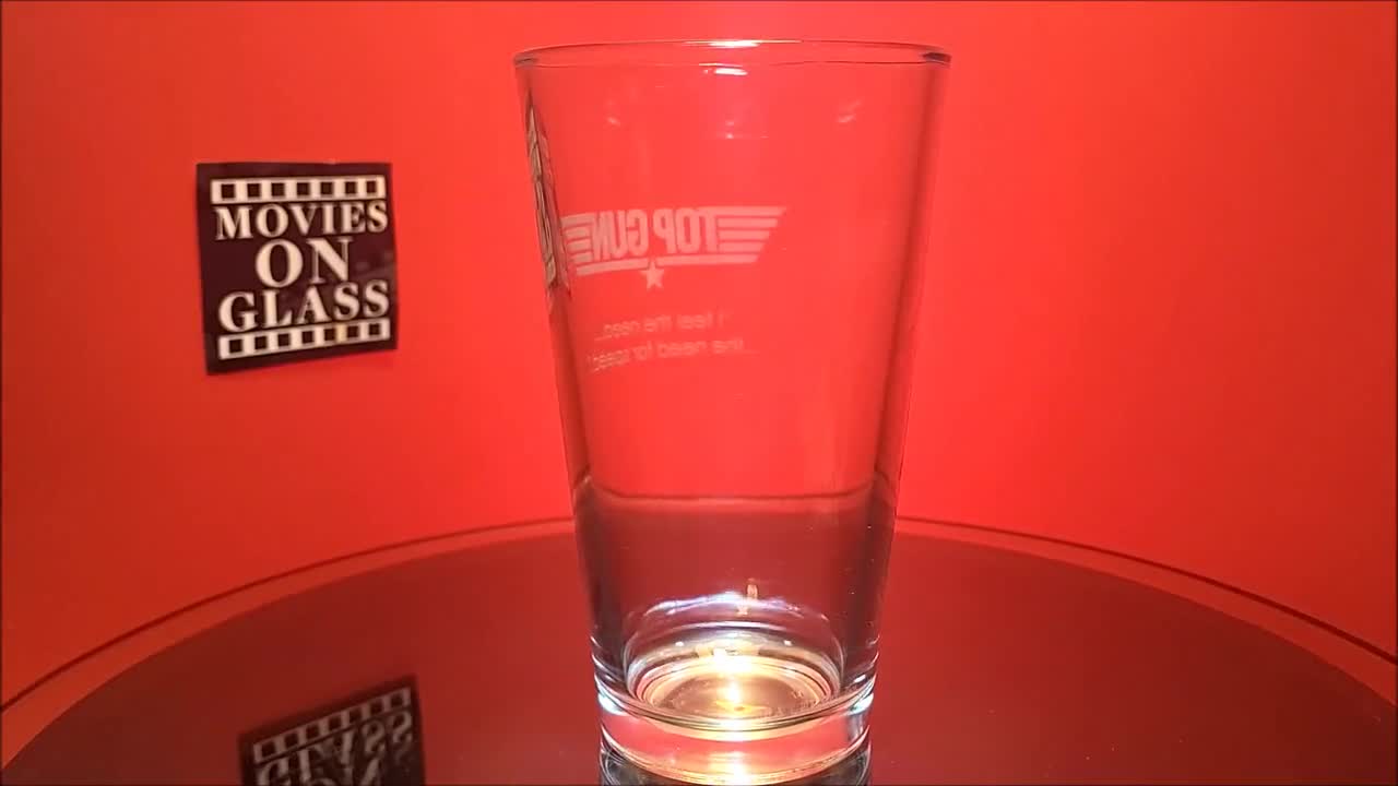 Etched Top Gun Pint Glass with Quote I feel the need the need for