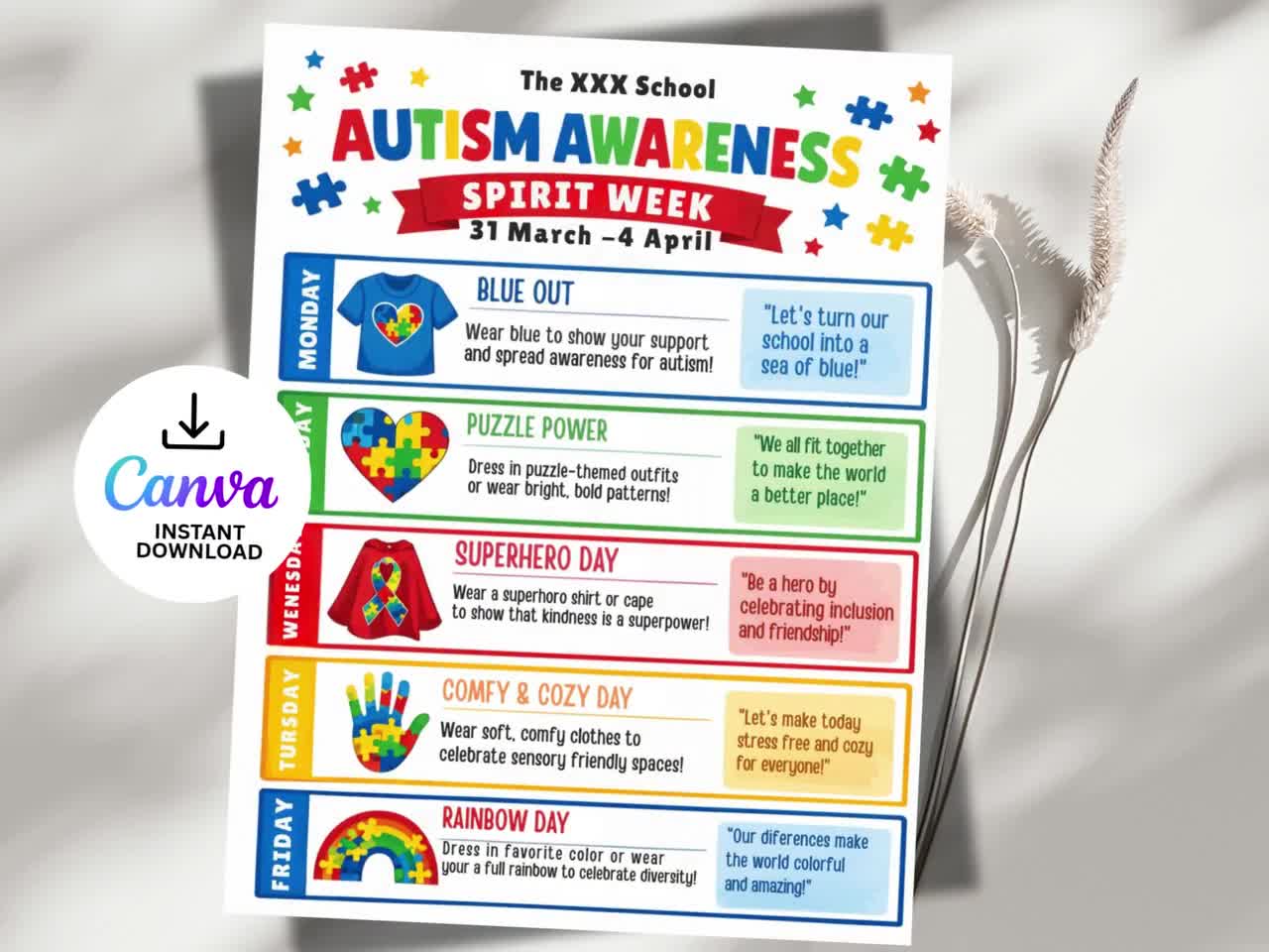 Autism Awareness Fundraiser Flyer: Editable CANVA Template (Digital Download) video poster