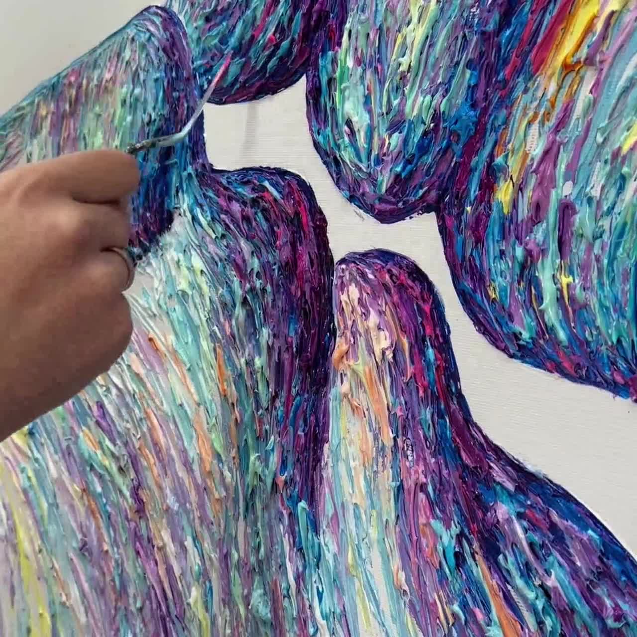 キャンバスに描かれた抽象的なバレリーナの油絵 小さなバレエ