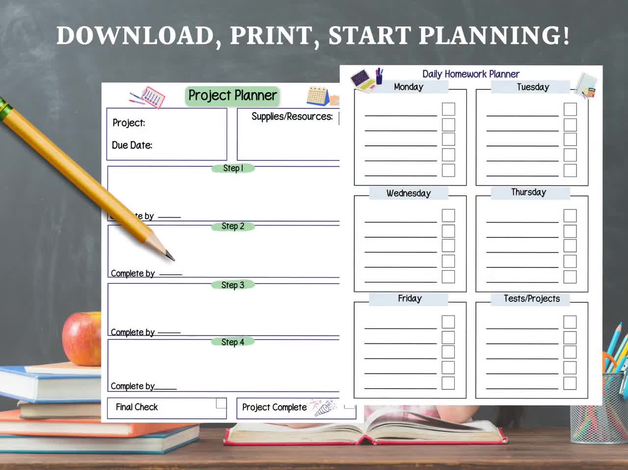 Homework Planner for Kids, Homework Log, Project Planner for Kids