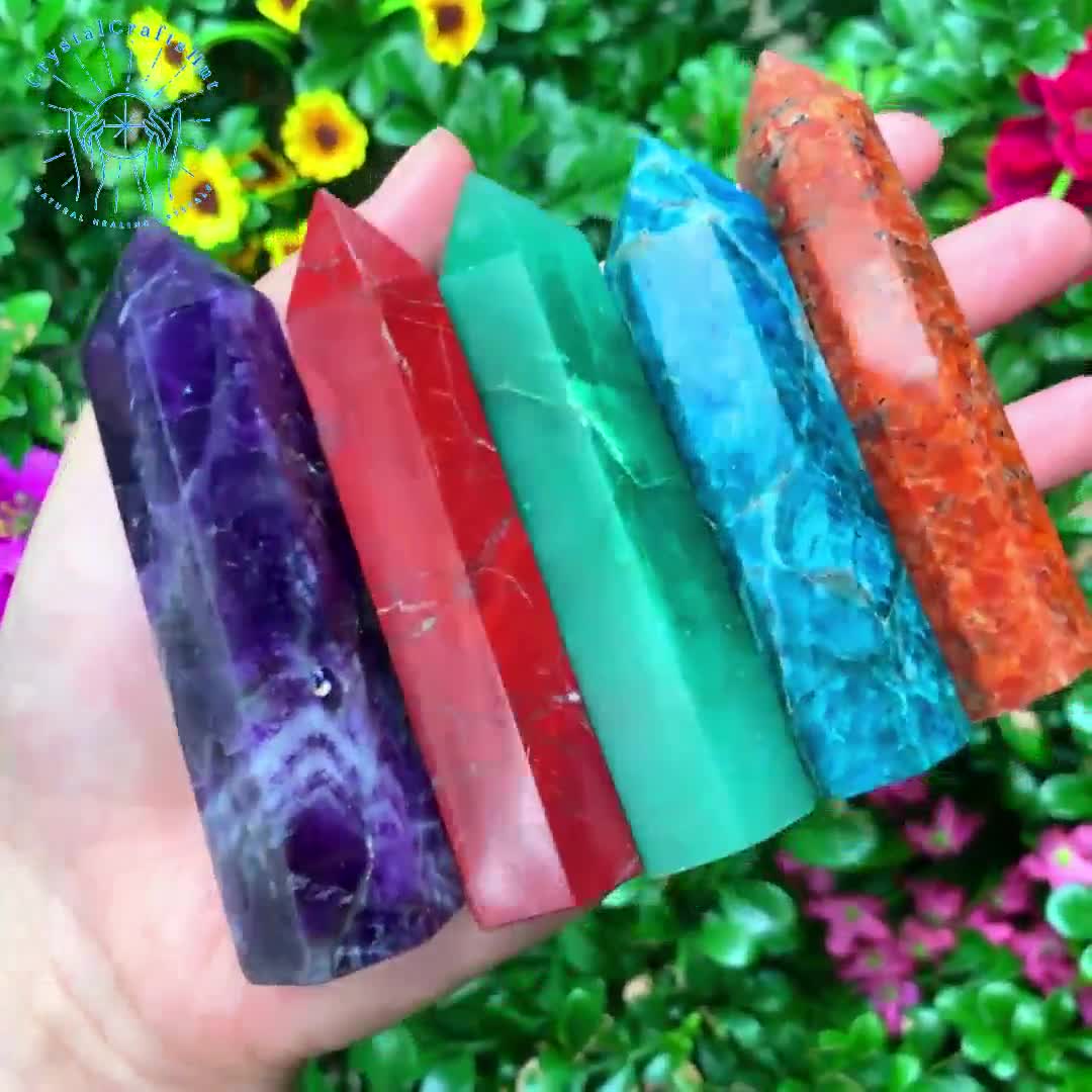 Fire Quartz Obelisk Tower Natural Orange Gemstone Point Tower