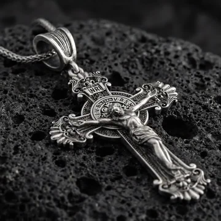 Collana con croce gotica ornata, gioielli gotici, collana di dichiarazione, ciondolo croce, regalo, collana gotica classica,  36