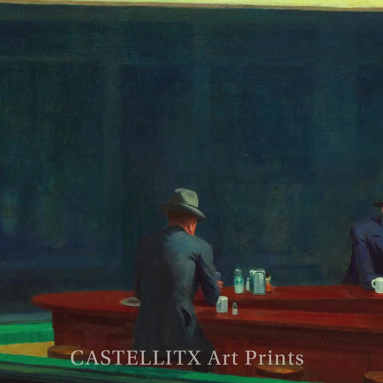 Poster della mostra Edward Hopper Nighthawks, stampa del museo Edward Hopper,  stampa di arte moderna della metà del secolo, realismo americano,  decorazioni per la casa -  Italia