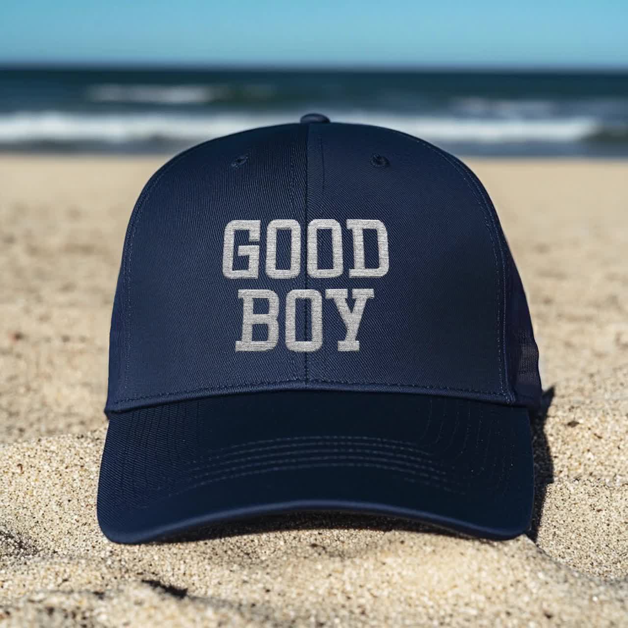 GOOD BOY Embroidered Trucker Hat: Vintage Varsity, Queer