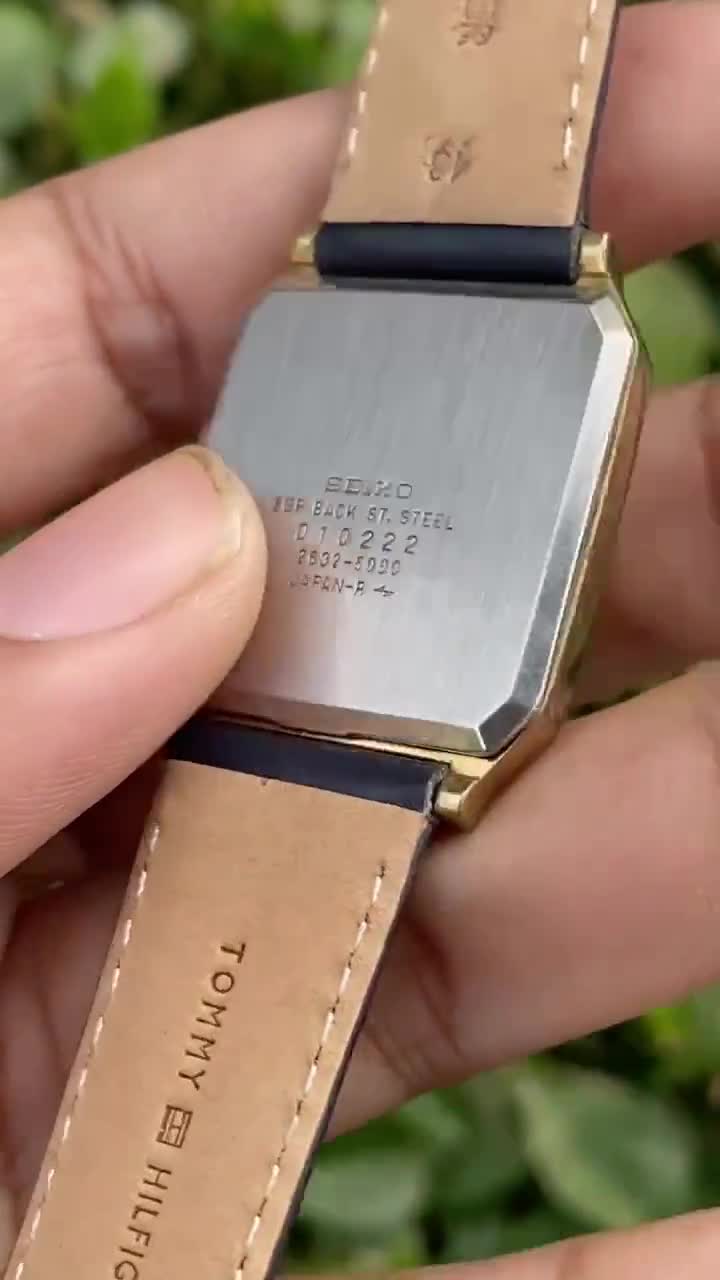 Vintage Rare Jan 1980, Seiko Tank Quartz Golden Dial 2632-5000